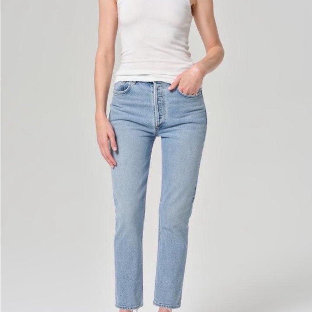 Agolde Riley High Rise Straight Jeans Light Wash Size 25